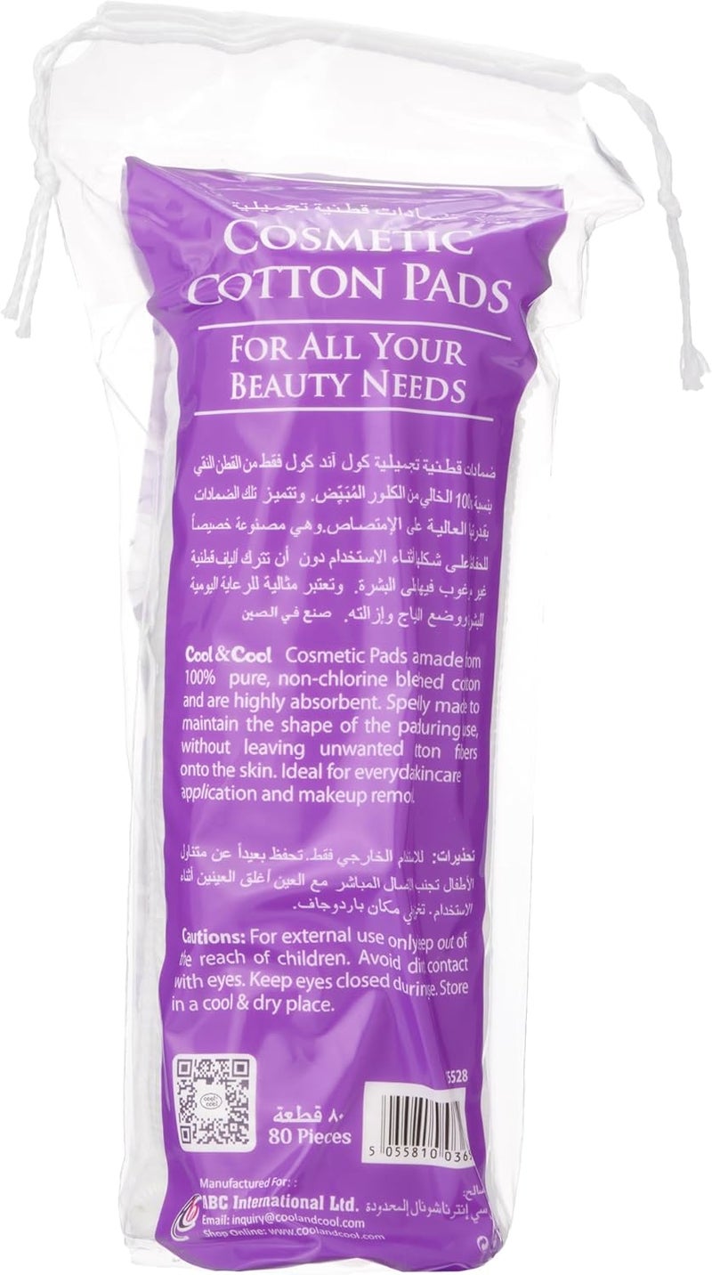Cool & Cool Cosmetic Cotton Pads - 80 Pieces, 3-Pack - Image 2